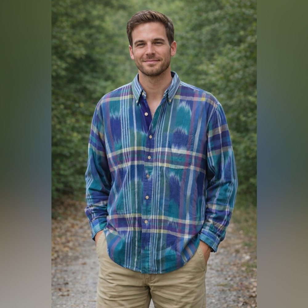 640 Vintage Colours by Alexander Julien Button Down Long Sleeve Size Large